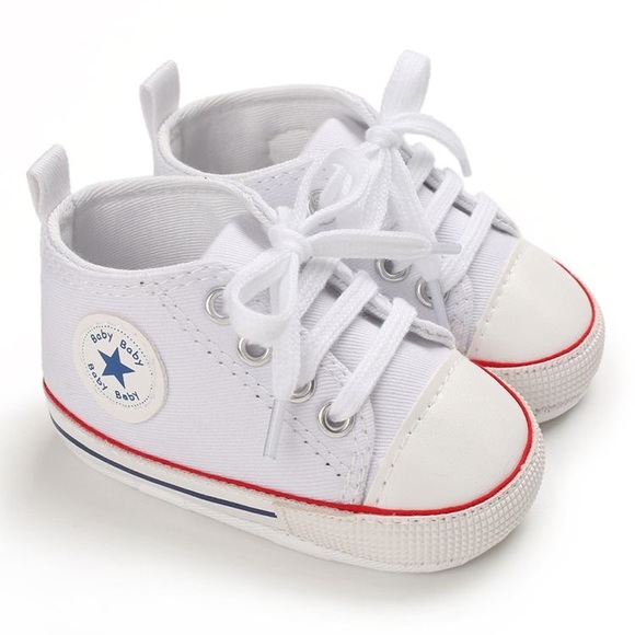 Baby Toddler White Lace-up Hightop Prewalker Shoes